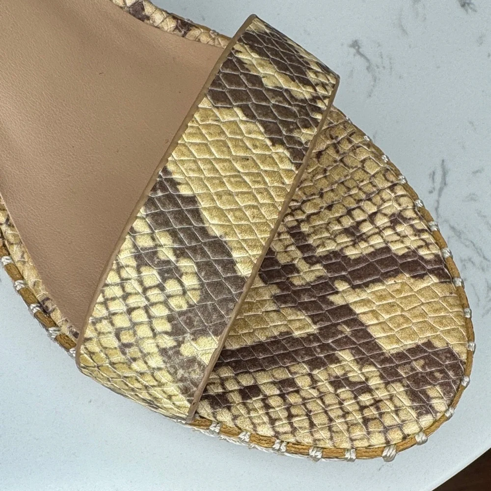 Lauren Ralph Lauren Hilarie Ankle Strap Espadrille Tan Snake Print Wedges - 10‎